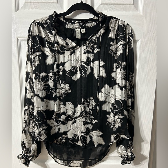Joie Tops - Joie Floral Print Contemporary Luxury Pleated Long Sleeve Blouse Shimmer EUC